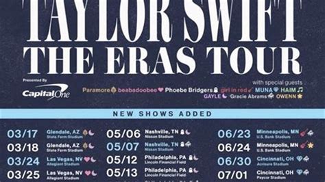 Feb 16, 2024 · Taylor Swift is returning to Australia in 2024 with Taylor Swift | The Eras Tour presented by Crown. Special guest, Sabrina Carpenter will join across all Australian dates. Taylor Swift | The Eras Tour FAQ. Fri 16 Feb 2024. Melbourne Cricket Ground (MCG) Melbourne. with special guest Sabrina Carpenter. Completed. 